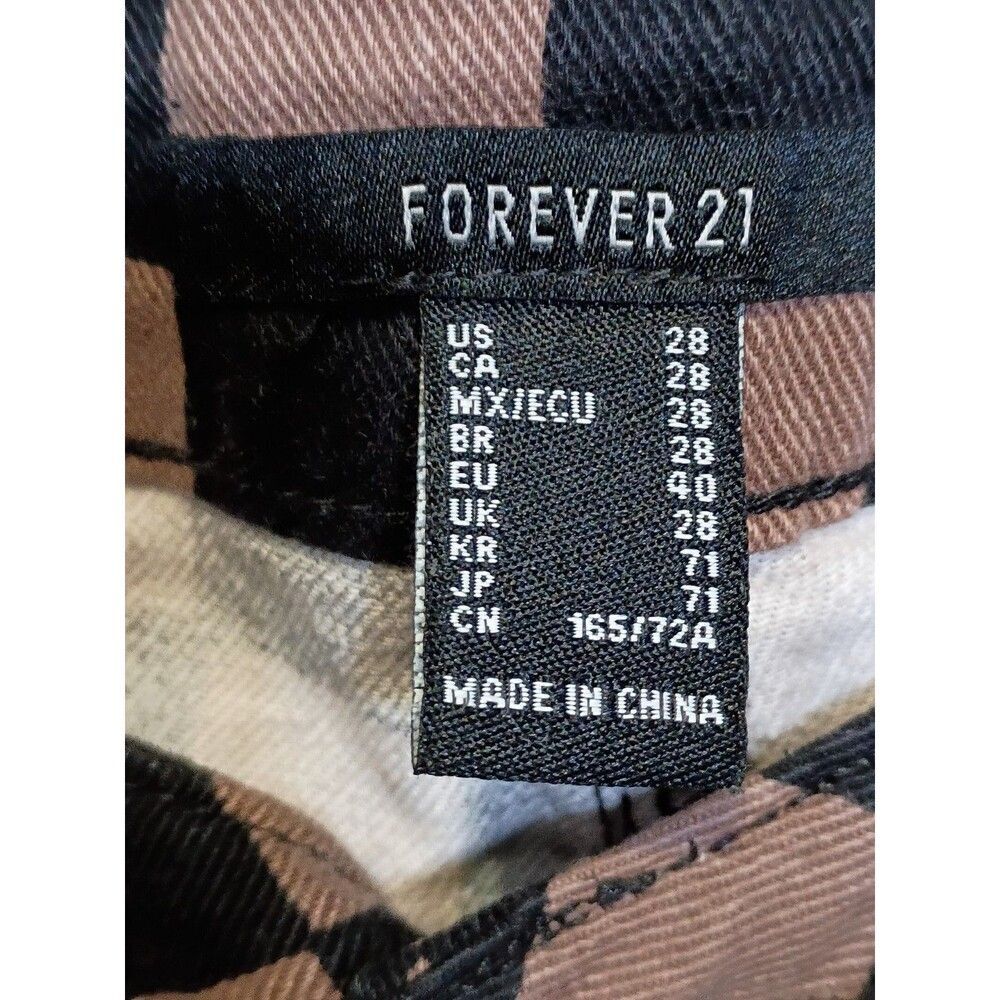 Forever 21 Straight Leg Jeans Women Size 28 Brown/Black Checkerboard Casual Wear - Picture 3 of 4